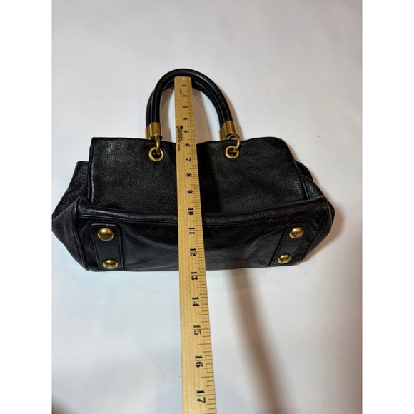 Marc by Marc Jacobs Black Pebbled Leather Satchel Tote Gold Hardware Bag - Picture 2 of 11